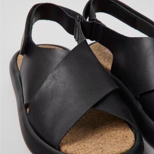 Camper Black Cross-Strap Cork Footbed Sandals